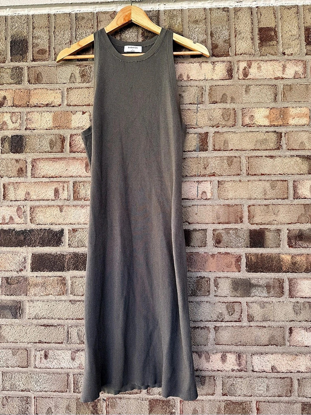Babaton Sculpt Knit Racer Mini Dress Maxi Gray Size Large